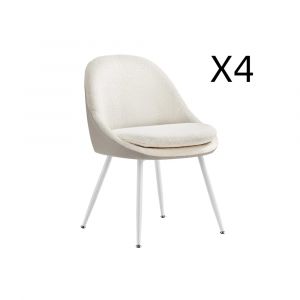 Lot de 4 chaises salle à manger pieds évasés blanc crème et blanc