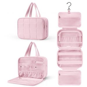 Sc Skycases Travel Essentials Toiletry Bag - Organisateur de maquillage et porte-bijoux suspendus - Imperm&eacute;able et compact - Id&eacute;al pour le voyage et l'usage quotidien - Rose