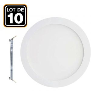 Europalamp 10 Spot Encastrable LED 15W Rond Extra-Plat - Blanc Chaud 2700K - Blanc Chaud 2700K