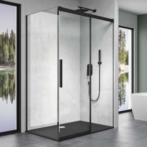 Cabine de Douche Transparent Noir Paroi de Douche avec Porte Coulissante Verre de Sécurité Nano Ravenna12 80x120x195 cm - Doporro