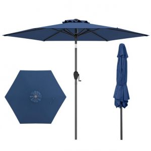 Coast Patio Parasol 230x230 cm Dark Blue - Parasol robuste avec fonction d'inclinaison, manivelle et moustiquaire ventilée