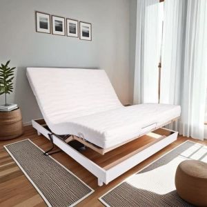 Ensemble relaxation matelas + sommier &eacute;lectrique 140x190 - Mousse - Ferme - TALCA Fabrication fran&ccedil;aise