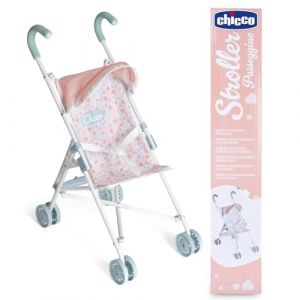 Chicco Poussette pour poup&eacute;es My First Doll, pour Les Enfants &agrave; partir de 3 Ans, Poussette Jouet avec 4 Roues, L&eacute;g&egrave;re et Facile &agrave; Plier, Si&egrave;ge en Tissu et Canopy Pliant