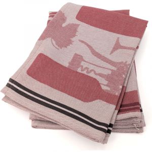 Linnea Lot De 2 Torchons De Cuisine Pur Coton 50x70 Cm Vitis Motifs Viticole Rouge