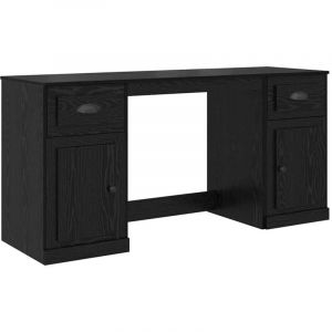 VidaXL Bureau avec armoire avec tiroir Ch&ecirc;ne noir 154,5 x 50 x 75 cm