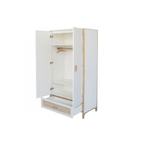 Theo Océania armoire 2 portes tressage rotin - Neige