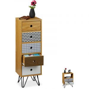 Image de Relaxdays Petite armoire avec tiroirs, retro & vintage, salon et entrée, différents designs, meuble d'appoint, couleurs -