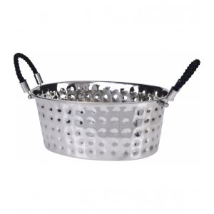 Wadiga Seau à Glace en Acier Inoxydable Martelé avec Poignées Corde 0,000000 Chrome/Inox