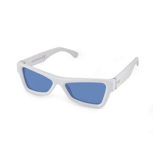 Xlab Unisex BANKS Lunettes de soleil Ac&eacute;tate Blanc Bleu clair G&eacute;om&eacute;trique Polaris&eacute;