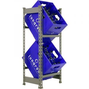 SimonRack Etagère pour Caisses de Boissons, Etagère pour 2 Cassette, 2 Niveaux, Charge par Niveau 100 kg, 1000x400x300 mm, Etagère pour Caisses de Boissons en Métal, Gris - Simonbottle