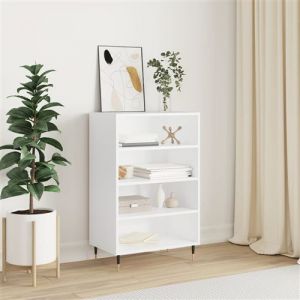VidaXL Buffet Haut, Armoire avec Étagère et Pieds, Meuble de Rangement Salle de Séjour Salon Intérieur, Moderne, Blanc Bois d'Ingénierie