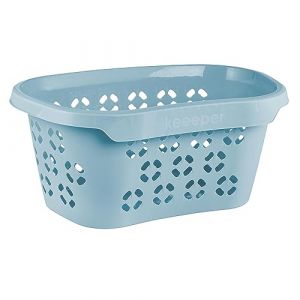 Keeeper Panier à Linge avec Support pour Hanche, Design Ajouré, 30,5 l, Anton, Nordic Blue