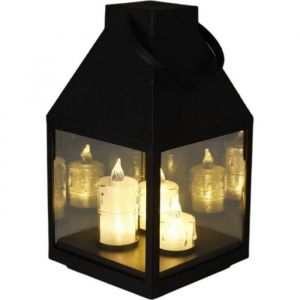 Home Styling - Lanterne avec trois bougies led, 25 cm