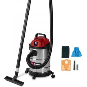 Einhell Aspirateur eaux et poussi&egrave;res TC-VC 2045 S (900 W, capacit&eacute; d&rsquo;Aspiration de 180 mbar, cuve en INOX de 20 l, roulettes, Supports d&rsquo;Accessoires, avec Divers filtres et Accessoires)