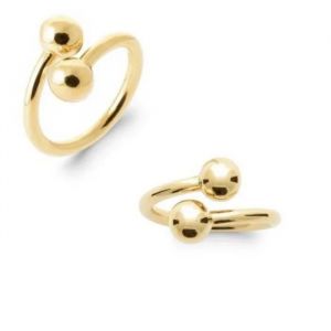 Bague - Bijouxia - Toi & Moi - Plaqu&eacute; Or 18 Carats - Ajustable - Tailles 50 &Agrave; 60