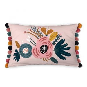 Papillon Coussin d&eacute;houssable avec pompons 30 x 50 cm CHAMPETRE