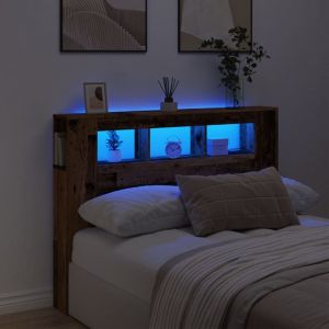VidaXL Tête de lit à LED vieux bois 140x18,5x103,5cm bois d'ingénierie