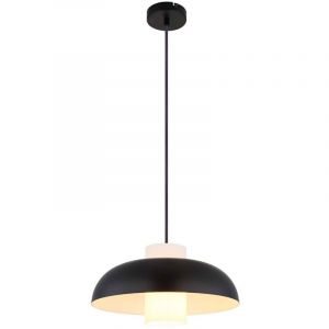 Globo Lampe à suspendre en verre Lampe à suspendre noire pour la salle à manger, métal opalin, 1x douille E27, DxH 38x120 cm