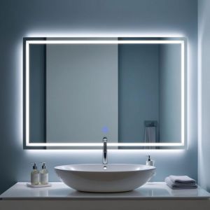 SANILAND Miroir LED R&eacute;versible pour Salle de Bain 140x80 cm - Anti-Bu&eacute;e avec Interrupteur Tactile