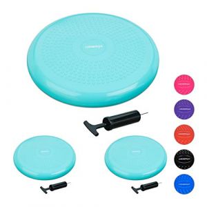 Relaxdays - Coussin d'air à picots, lot de 3, pompe à air, 33 cm, balance, fitness, yoga, coussin disque d'équilibre, vert menthe