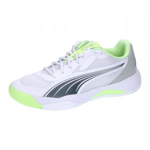 Puma Mixte Nova Court Tennis Shoe, White-Luminous Blue-Fizzy Apple-Shadow Gray, 42.5 EU