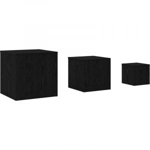 VidaXL Table Gigogne 3 pcs Chêne noir 45 x 45 x 45 cm