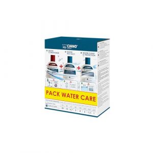 Ciano Pack Water Care - Entretien Aquarium - 3 bouteilles - Conditionneur 100ml, Eau du robinet sûre - Bio-Bact 100ml, Bactéries Vivantes - Eau Clear & Protect 100ml, Eau cristalline - Pour Eau douce