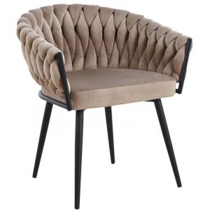 Lot de 2 chaises TRESSEES Velours Pied en métal noir