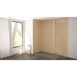 Pack complet de montage panneaux muraux Bois 200 cm - Profil&eacute; chrom&eacute; inclus