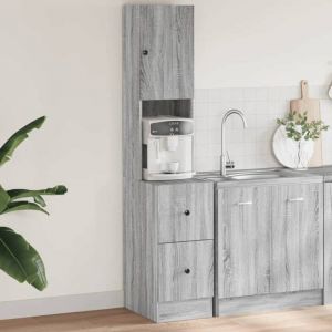 VidaXL Armoire cuisine sonoma gris 35x50x180 cm bois d&rsquo;ing&eacute;nierie, placard de cuisine, unit&eacute; de cuisinette, armoire de rangement avec tiroir