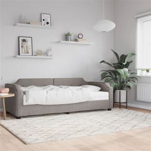 VidaXL Lit de Jour avec Matelas, Canapé-lit, Lit d'Invité, Meuble de Chambre à Coucher Salle de Séjour, Moderne, Salon Taupe 80x200 cm Tissu