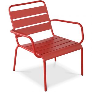 Image de Oviala Fauteuil de jardin bas en métal, Palavas - Rouge