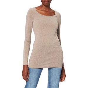 Vero Moda T-shirt Manches Longues Et Col En U Doux Maxy My XL Walnut / Detail Light Melange
