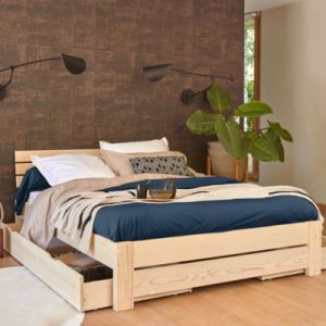 Taie d'oreiller percale bio Elise CAMIF Bleu Nuit 65 x 65 cm