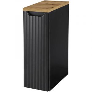 [en.casa] - Meuble bas de salle de bain avec 1 porte - newport 20 x 60 x 40 cm rainuré noir / aspect chêne