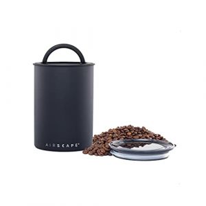 Airscape Bo&icirc;te de conservation pour caf&eacute; et aliments &ndash; Couvercle herm&eacute;tique brevet&eacute; pour pr&eacute;server la fra&icirc;cheur des aliments, acier inoxydable, (taille moyenne, noir mat)