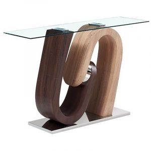 Pegane Console / Table console en acier argente et MDF coloris marron - Longueur 120 x Profondeur 40 x Hauteur 76 cm -
