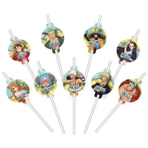 Chaks Lot de 9 pailles en papier avec médaillons One Piece - Couleur Multicolore