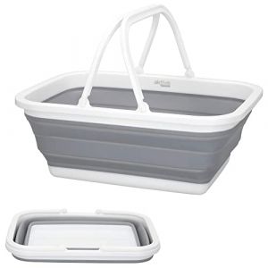 AKTIVE 52986 Panier Pliable pour Camping, Gris,Blanc