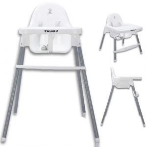 Twinky Chaise Haute Bébé Eco | Évolutive, Pliable & Réglable | Siège Repas Confort De 6 Mois À 3 Ans | Blanc