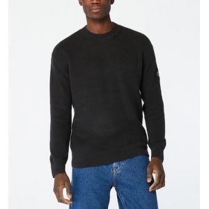 Calvin Klein Pull droit coton patch signature Noir Jeans - Couleur Noir - Taille M