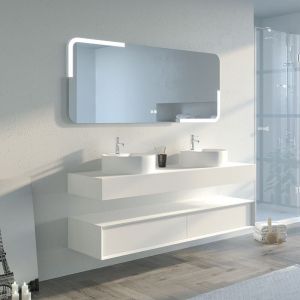 Distribain Meuble de salle de bain FABRIANO 1600 blanc mat