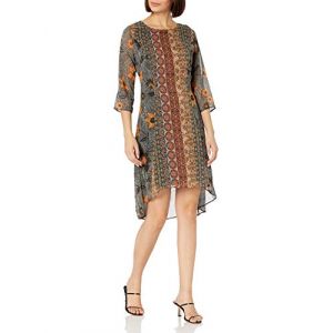 Image de Desigual Robe asymétrique à manches troisquarts et encolure ronde Marron - Taille 040