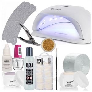 No Name Kit manucure Professionnel n°14 avec gels French et monophase, lampe UV et accessoires