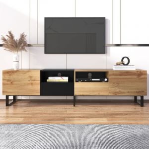 Liberté - Meuble tv moderne 190x38x48cm, avec 2 portes et 2 tiroirs, bois