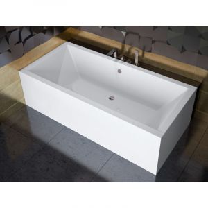 Badland - Baignoire Rectangulaire 155x70 avec tablier en acrylique, Siphon de bain et pieds (support) - Set 4en1 - Fabriqué en ue quadro