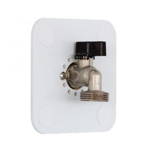 Platine sortie de cloison simple à glissement PER Ø12 pour machine à laver – Platine encastrable + habillage + kit de fixation mural