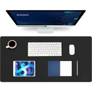 Tapis de Bureau en Cuir Noir Imperm&eacute;able 40x80cm - &Eacute;l&eacute;gance et Protection Durable