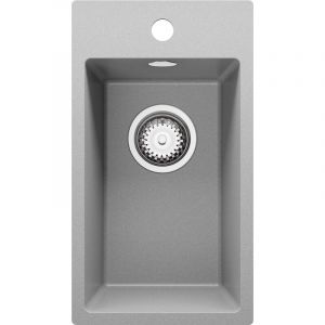 Vier Cusine en Granit 28x50 cm Lavabo Cuisine 1 Bac + Kit de Vidage, Évier au meuble 30cm Évier à Encastrer de Primagran Gris - gray