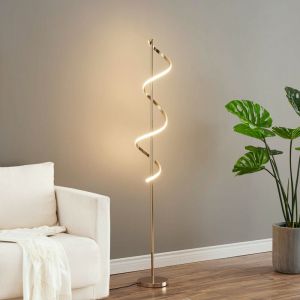 Kosilum Grande lampe LED cascade spirale dorée - Simaria